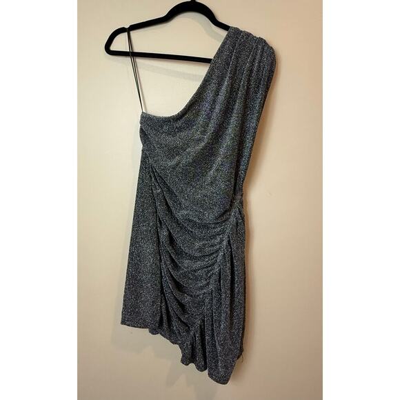 Free People Malia Dress One Shoulder Metallic Mini NWOT L - Picture 3 of 5